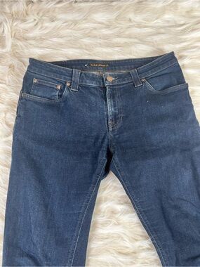 Nudie Skinny Lin Jeans Men's 34x31 Low Rise Skinny Dark Wash